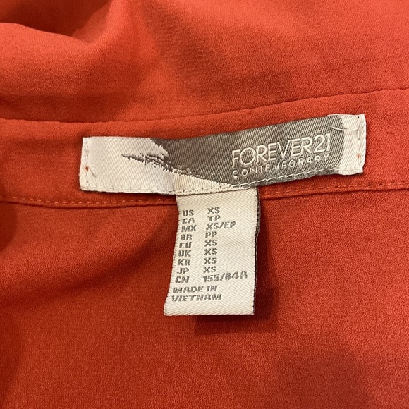 Forever21 Woman Orange Blouse Top Long Sleeve Size XS - Picture 3 of 3